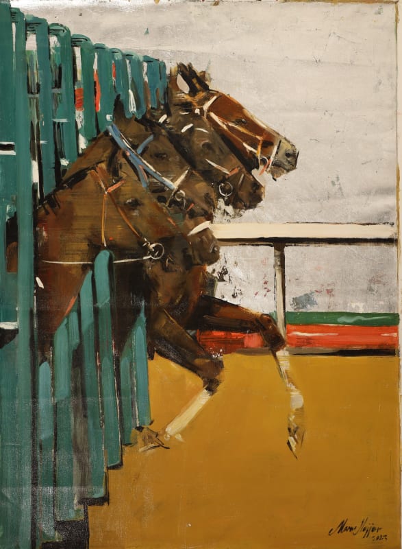 Marwa Najjar, Horse racing, 2023, Oil on canvas, 110x80cm