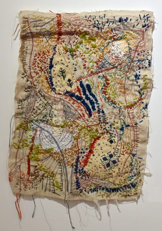 Shereen Quttainenh, Untamed landscape 2, Embroidery on reclaimed fabric, 50x30cm