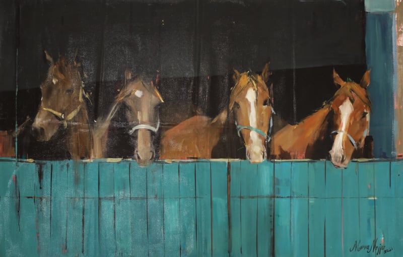 Marwa Najjar, Horses, 2021, Oil on canvas, 90x140cm