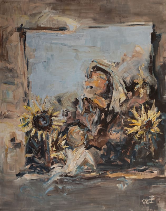 Aya Abu Ghazaleh, Sunflower, 2020, Acrylic on canvas, 100x80cm