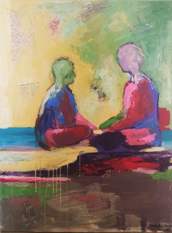 Dalia Ali, Lets talk, 2018, Mixed media on canvas, 80x60cm