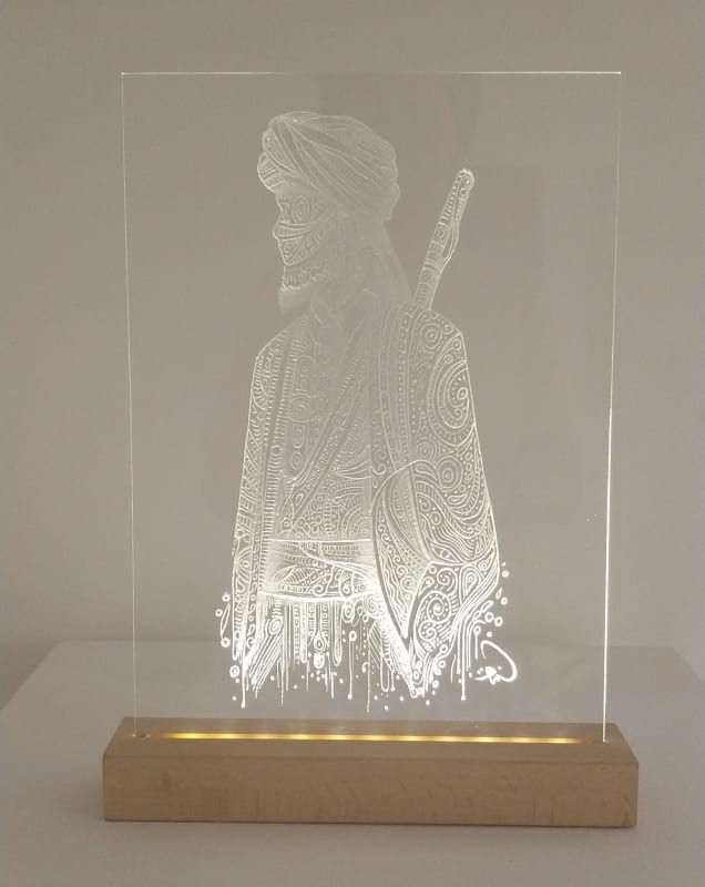 Hamza Yahya bin Yahya, Al-Samsam, 2024, Mixed media on plexiglass, 33x21cm