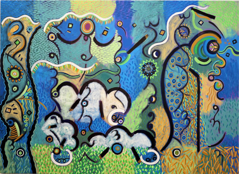 Hussein Al Attia, Rhythm of life 8, 2023, Acrylic on canvas, 77x106cm