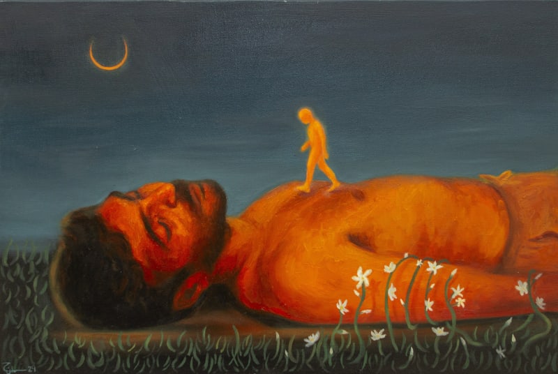 Jude Samman, منا و فينا, 2024, Oil on canvas, 40x60cm