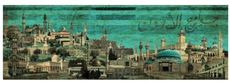 Manal Haddadin, Jordan mosques. 2021, Digital collage, 28x87cm