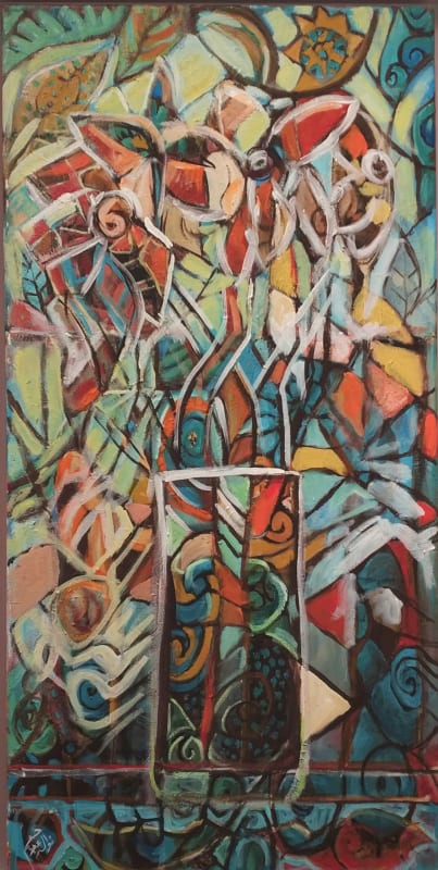 Nawal Abdelrahim, Acrylic and oil on canvas, 80x40cm