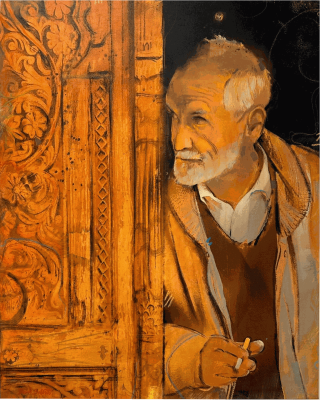 Zaid Salfiti, My Past, 2024, Mixed media(digital print, acrylics, gouache, pastel) on canvas, 120x96cm