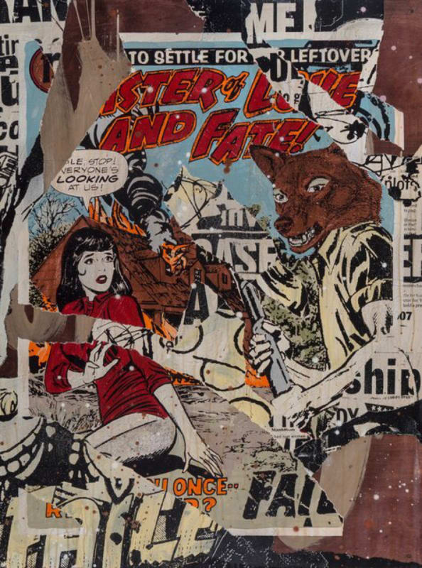 Original work on wood from FAILE, street art, collage, mixed media, from 5Art Gallery