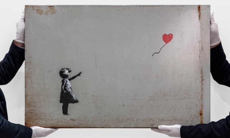 An image of Banksy’s Girl with Balloon from Robbie Williams's collection, from 5Art Gallery News