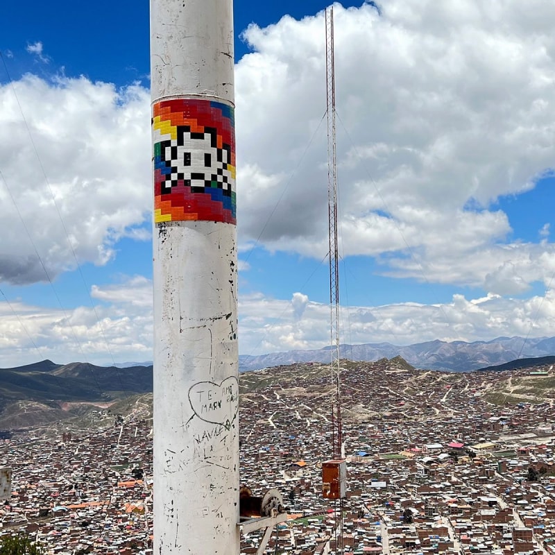 An image of artist Invader's artwork in Bolivia from 5Art Gallery News