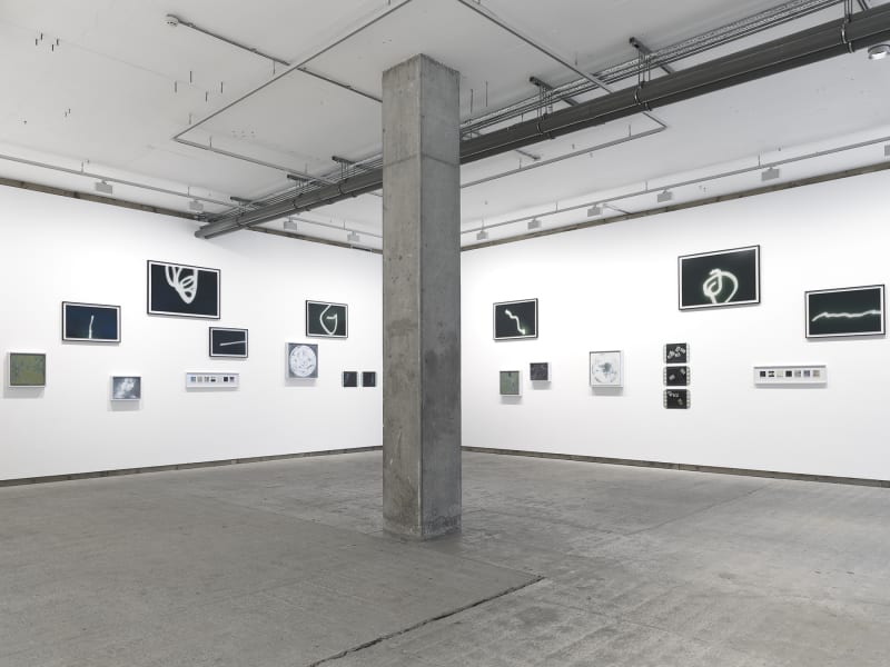 Installation view, Tacita Dean: Black, Grey, Green and White, Frith Street Gallery, Golden Square, 2025. Photo: Stephen White & Co.
