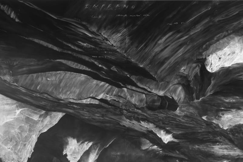 Tacita Dean, Inferno, 2019 (detail). Chalk on masonite, 242 x 1219 cm (overall). Photo: Fredrik Nilsen