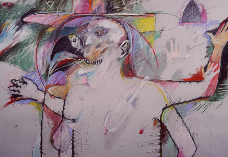 Autobiographical Hawk, 1991 (from the collection of the Whitney), pastel and graphite on paper, 47 x 60 inches