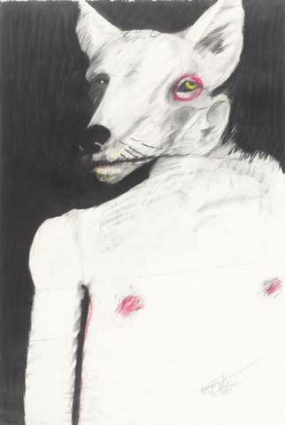 Rick Bartow, "Coyote", 1985, pastel & charcoal, 22.5" x 15"
