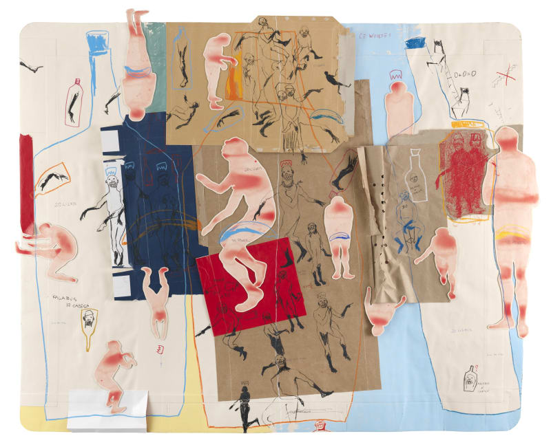 No Power, 2022. Acrylic, pencil, pen, semi-fat pastel and collages on recycled paper