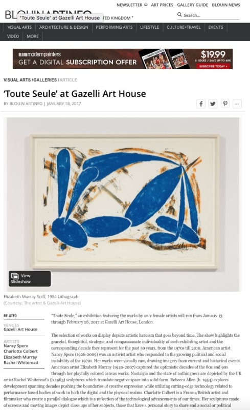 TOUTE SEULE | BLOUIN ART INFO | JANUARY 2017