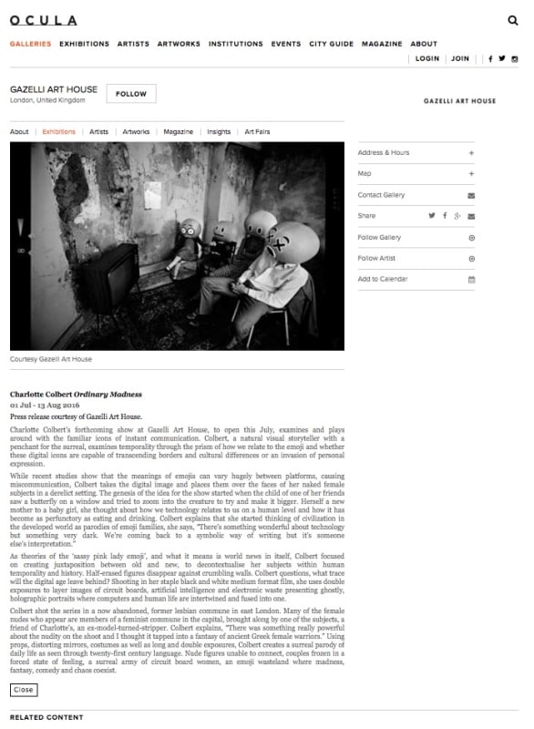 CHARLOTTE COLBERT | OCULA | JULY 2016