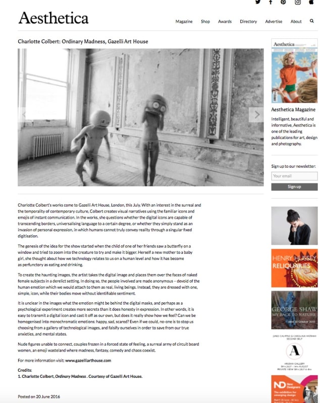 CHARLOTTE COLBERT | AESTHETICA | JUNE 2016