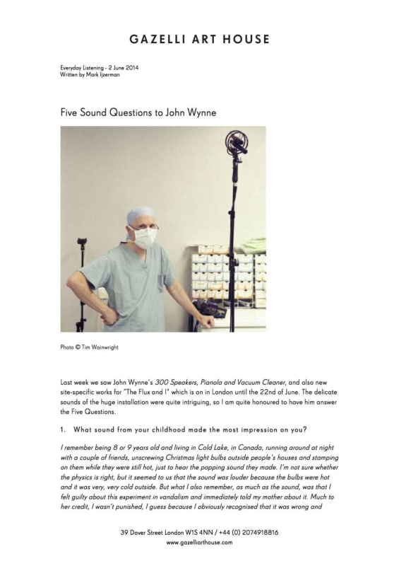 JOHN WYNNE | EVERYDAY LISTENING | JUNE 2014