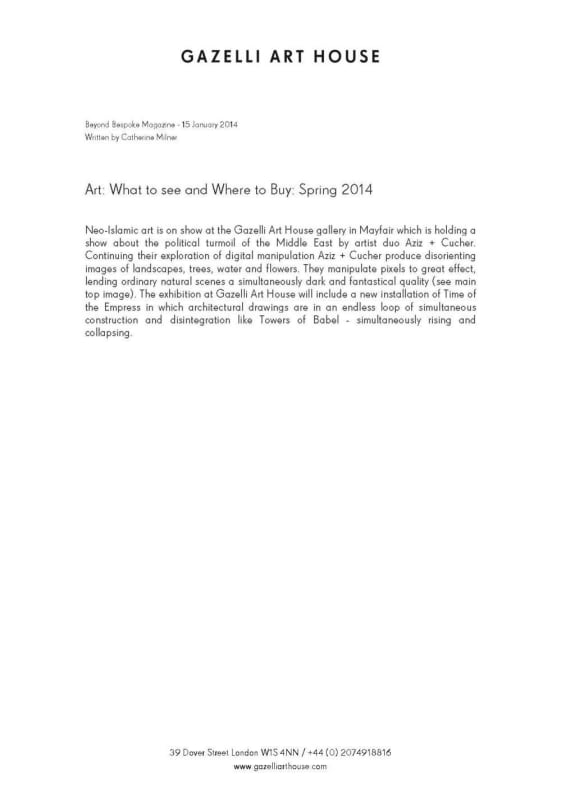 AZIZ + CUCHER | BEYOND BESPOKE MAGAZINE | JANUARY 2014