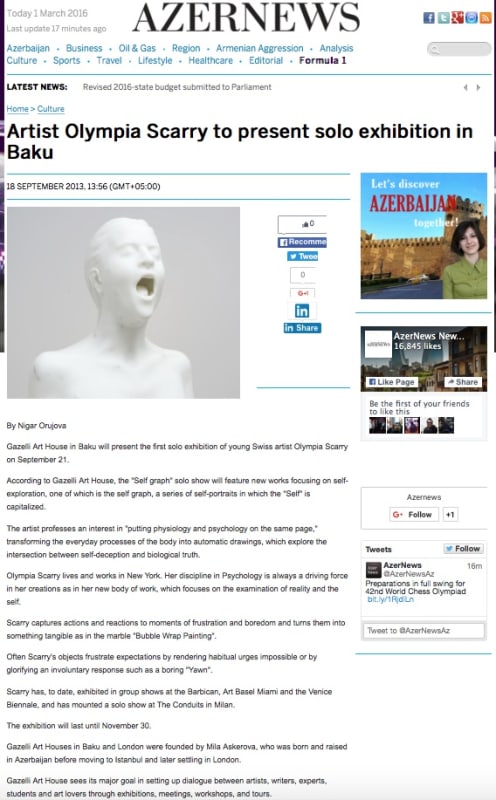 OLYMPIA SCARRY | AZER NEWS | SEPTEMBER 2013