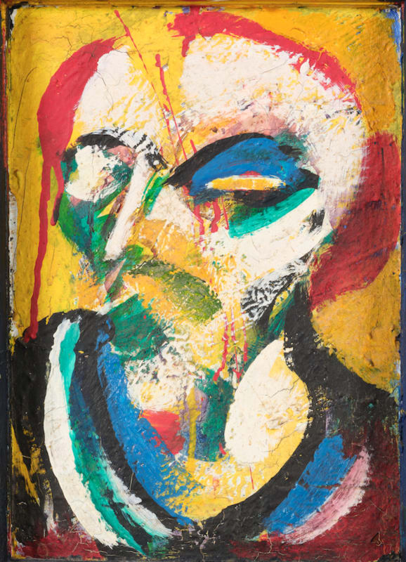 4 Self Views, 1982, oil on villa window frame, 860 x 625mm [cropped detail]