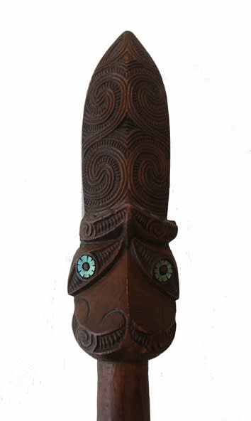Unknown, Carved Taiaha with Paua inlay