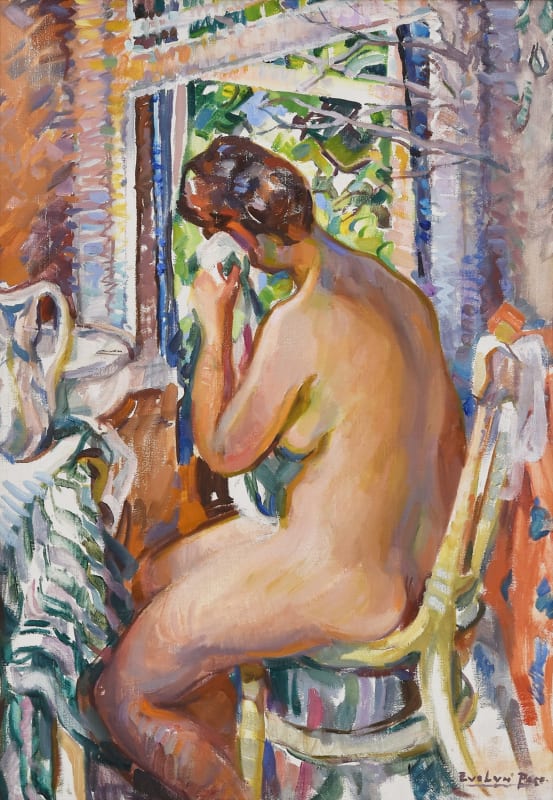 Evelyn Page, Young Woman in Bay Window, 1982, oil on board, 745 x 510mm / 990 x 780 x 50mm framed