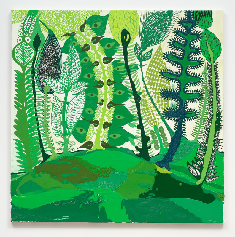 Takeleaga, 2023, oil, varnish, ink and enamel on canvas, 1520 x 1520mm. Photo: Sam Hartnett