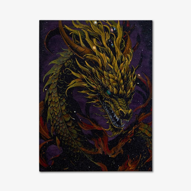 Hotu-Puku, The Devourer of Travelers (Constellation Draco), 2025, glitter, Cook Island black pearls, Japanese fresh water pearls, acrylic, jewellery wire and mixed media, 40 x 30”