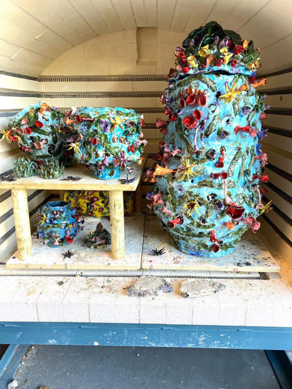 Works In The Kiln At Virginia's Studio