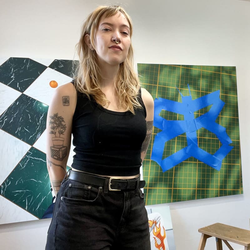 Photo of artist Sara Suppan in her studio