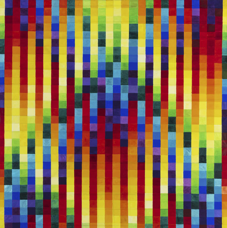 RICHARD PAUL LOHSE 30 Systematic Colour Columns Vertically, 1987-1988 Acrylique sur papier Japon washi Type de cerf-volant : Hamamatsu 206 x 206 cm 223 x 223 cm (avec cadre)