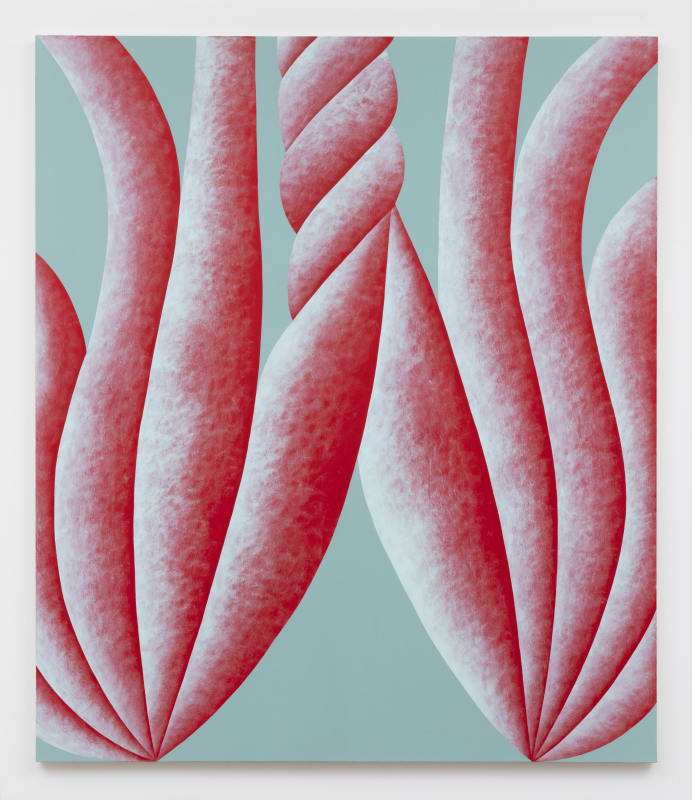 Corydon Cowansage, “Cocoons (Red and Turquoise)”, 2023, Acrylic on canvas, 70 x 60 inches (177.8 cm x 152.4 cm)