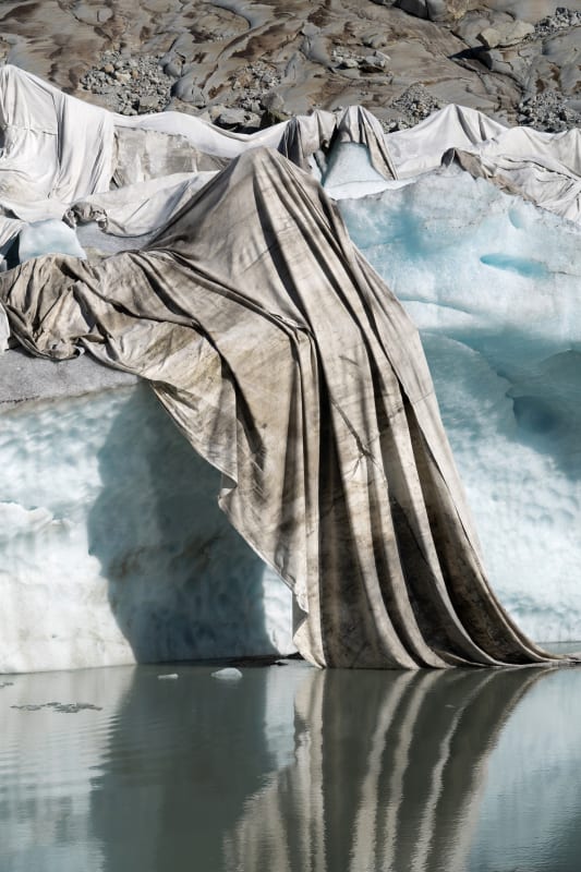Ohan Breiding, “Ghostscape 1 (after Obergoms residents insulate the Rhône Glacier to slow its rapid melting)”, 2023, Inkjet print, 50 x 33 inches (127 x 83 cm)
