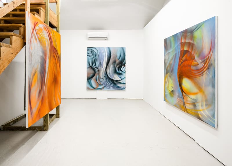 Andrea Marie Breiling, "Hey Hey, My My", 2022, spray paint on canvas, 72 x 65 in (182.88 x 165.1 cm)