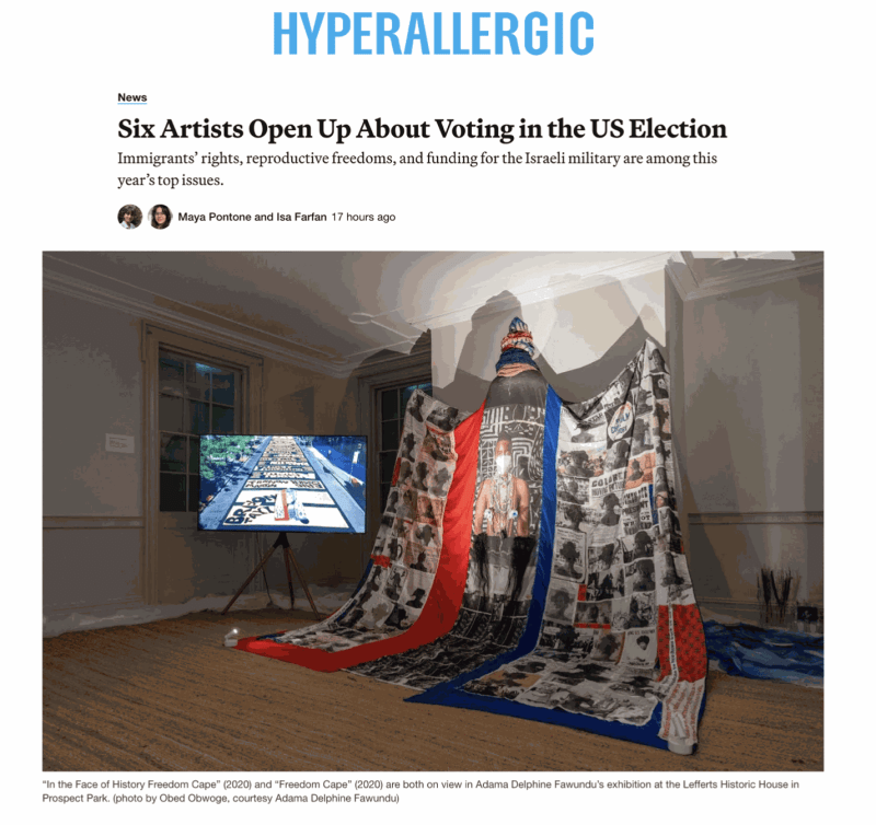 Adama Delphine Fawundu in 'Six Artists Open Up About Voting in the US Election'