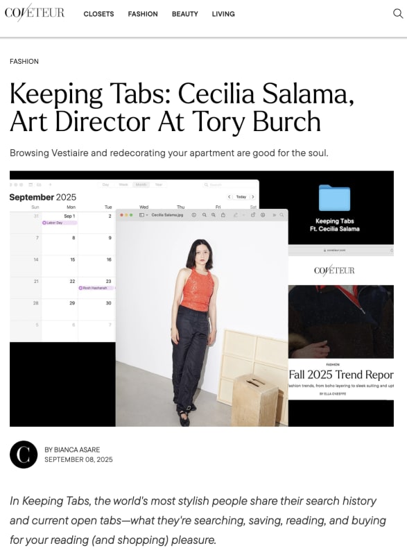 Keeping Tabs: Cecilia Salama, Art Director at Tory Burch