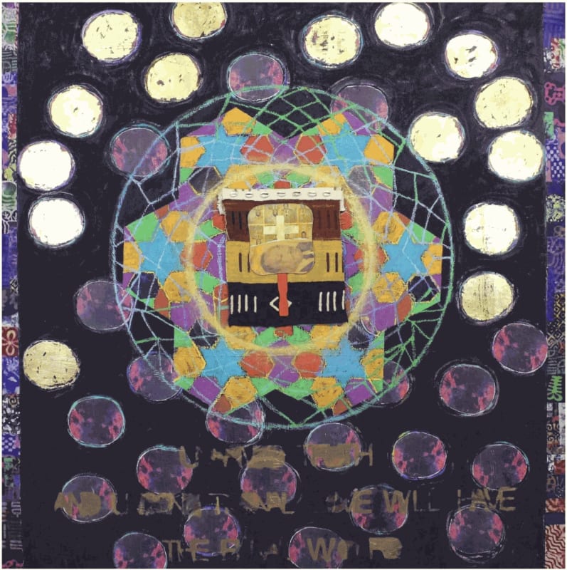 Juan Sánchez, "Para Martin Luther King, Jr.," 2008, Oil, acrylic, mixed media collage on wood panel, 74 x 72 in.