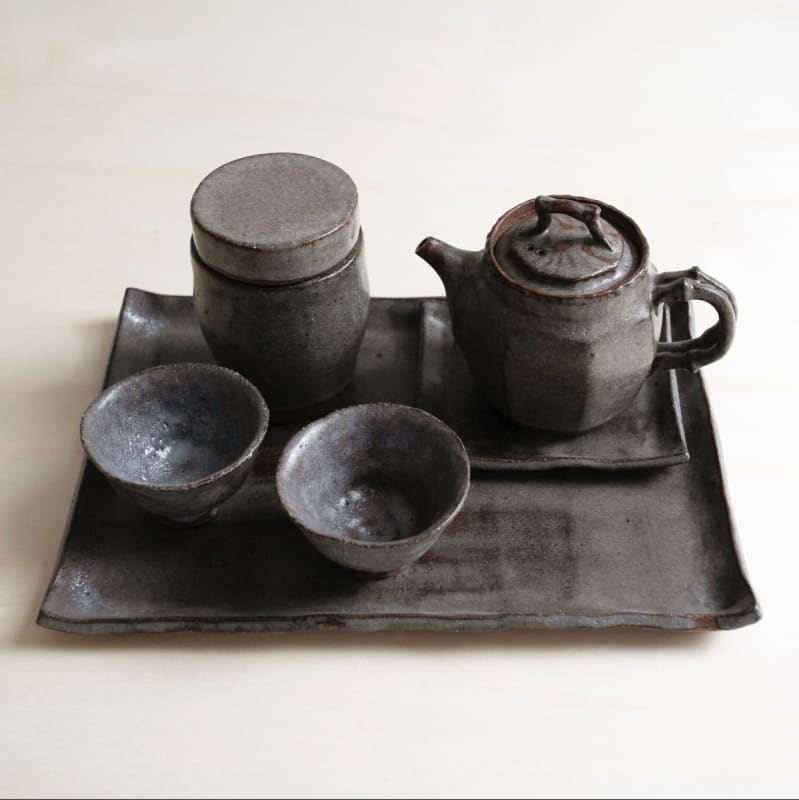 haruka matsuo - ijssel teapot set with 2 cups, tea container, tray and plate