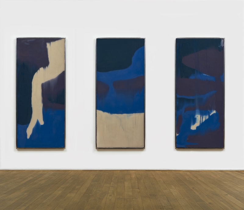 Submerged Through Memory Ink 2015 household paint, double-glazing units, steel frames (three parts) 177.9 x 77.5 x 5.5 cm each part