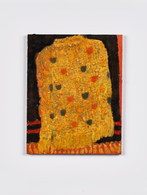 Catherine Ross, 'The Tulip Jumper', 2023, oil and varnish on wood, 27.6 x 22.5 cm (framed)