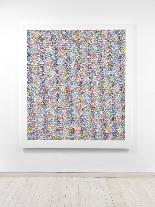 James Hugonin, 'Fluctuations in Elliptical Form (VII)', 2020-21, oil and wax on wood, 200.6 x 178.8 cm
