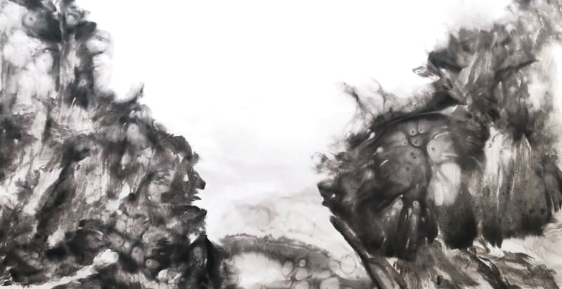 Bingyi 冰逸, The Other Shore: Paramita《彼岸:波罗蜜多》, ink on paper 纸本水墨, 97 x 180 cm, 2021.
