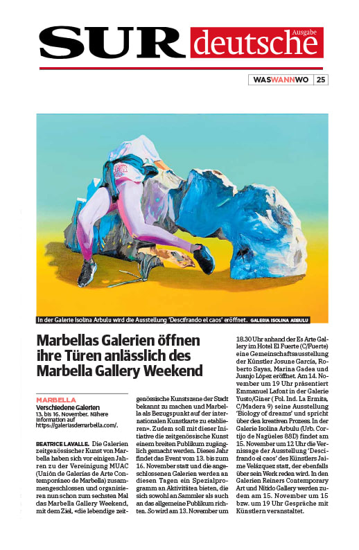 Diario Sur Deutsche, Jaime Velázquez, Marbella Gallery Weekend