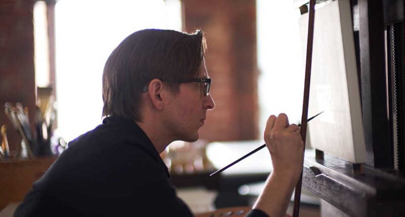 Chris Clamp in his McColl Center studio in uptown Charlotte, 2019. Photo taken by Chris Edwards.