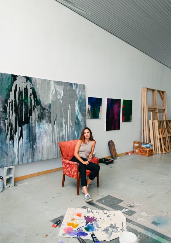 Katherine Boxall in her studio in Austin TX 2022
