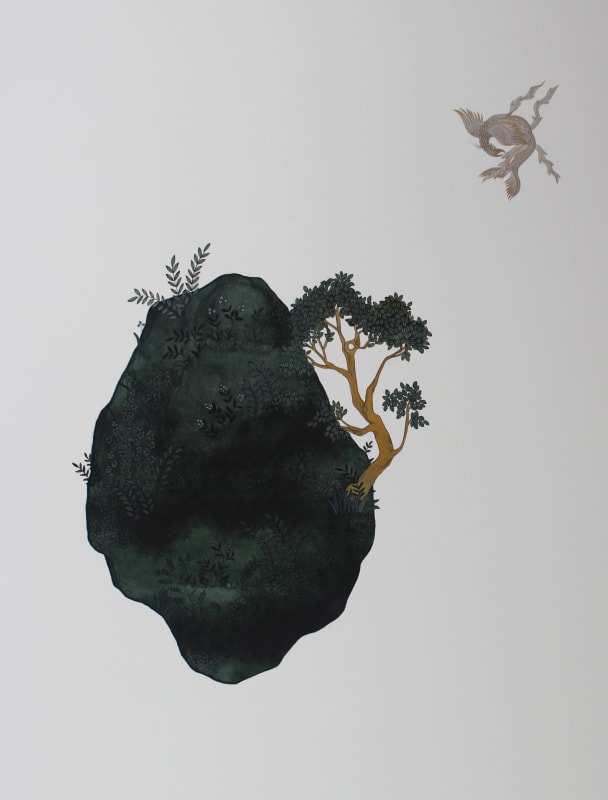 Maha Ahmed, An Unstrustworthy Bridge, 2019 Gouache on paper 40 x 33 cm