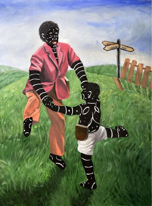 Learning from the past, 2022 Charcoal sticks and acrylic paint on canvas 150 x 110 cm 59 1/8 x 43 1/4 in