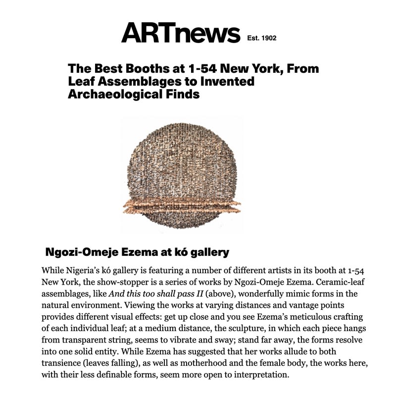 The Best Booths at 1-54 New York, From Leaf Assemblages to Invented Archaeological Finds